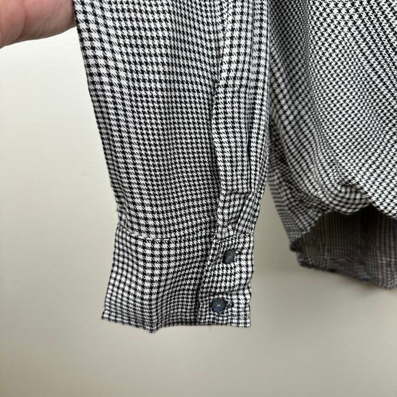 NEW Max Studio Blouse Top Long Sleeve Houndstooth Print Black White Large - Picture 7 of 12
